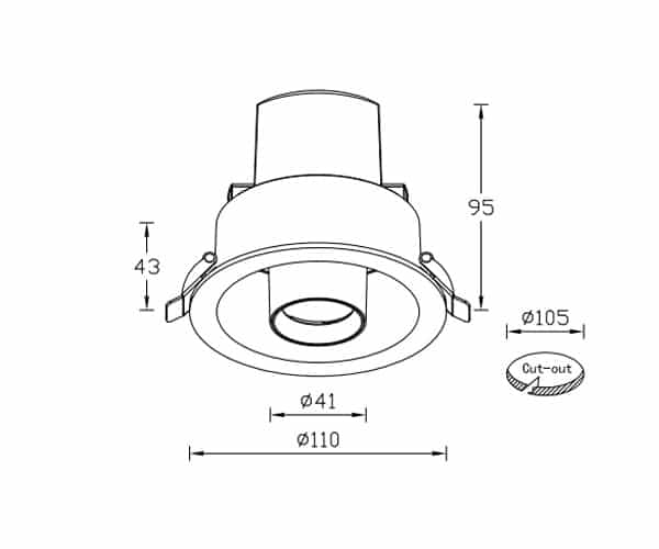 Lipal reccesed downlight L23102 drawing 2