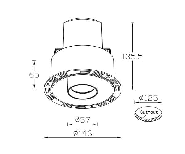 Lipal reccesed downlight L23201 drawing 2