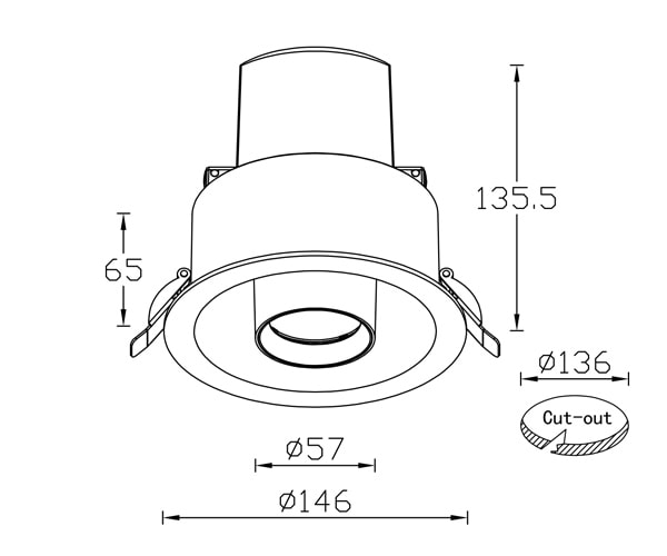 Lipal reccesed downlight L23202 drawing 1