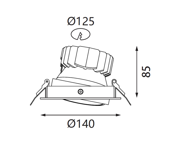 Lipal 28W recessed downlight PT0019 drawing