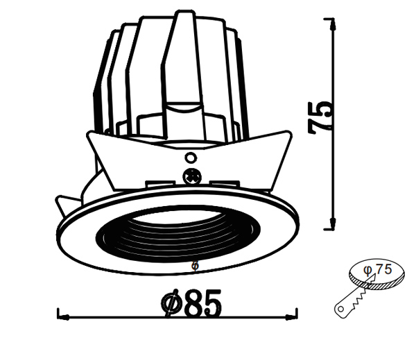 Lipal D1075 12W recessed downlight drawing