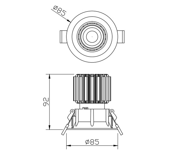Lipal D3075 recessed downlight drawing