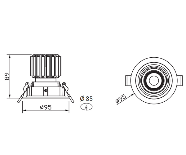 Lipal D4085 recessed downlight drawing
